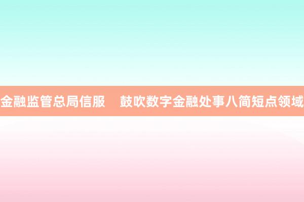 金融监管总局信服    鼓吹数字金融处事八简短点领域